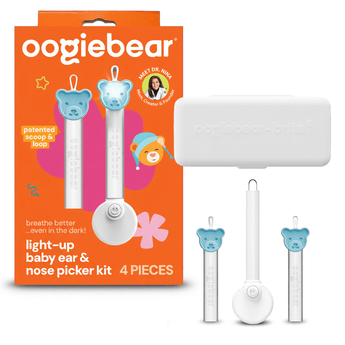 Oogiebear light-up baby ear and nose picker kit packaging with 4-piece tools