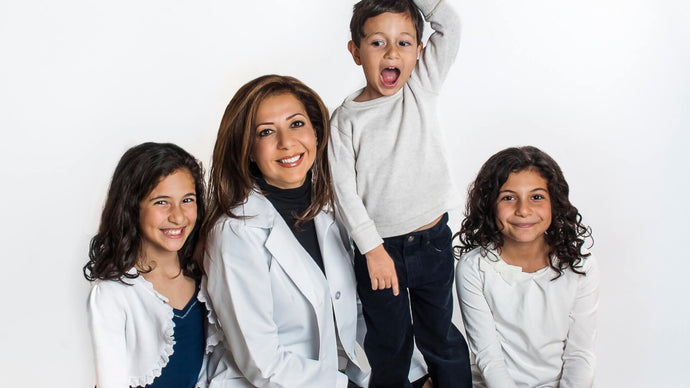 Doctor Nina Farzin the founder and CEO of oogiebear with her children who she built the product for!