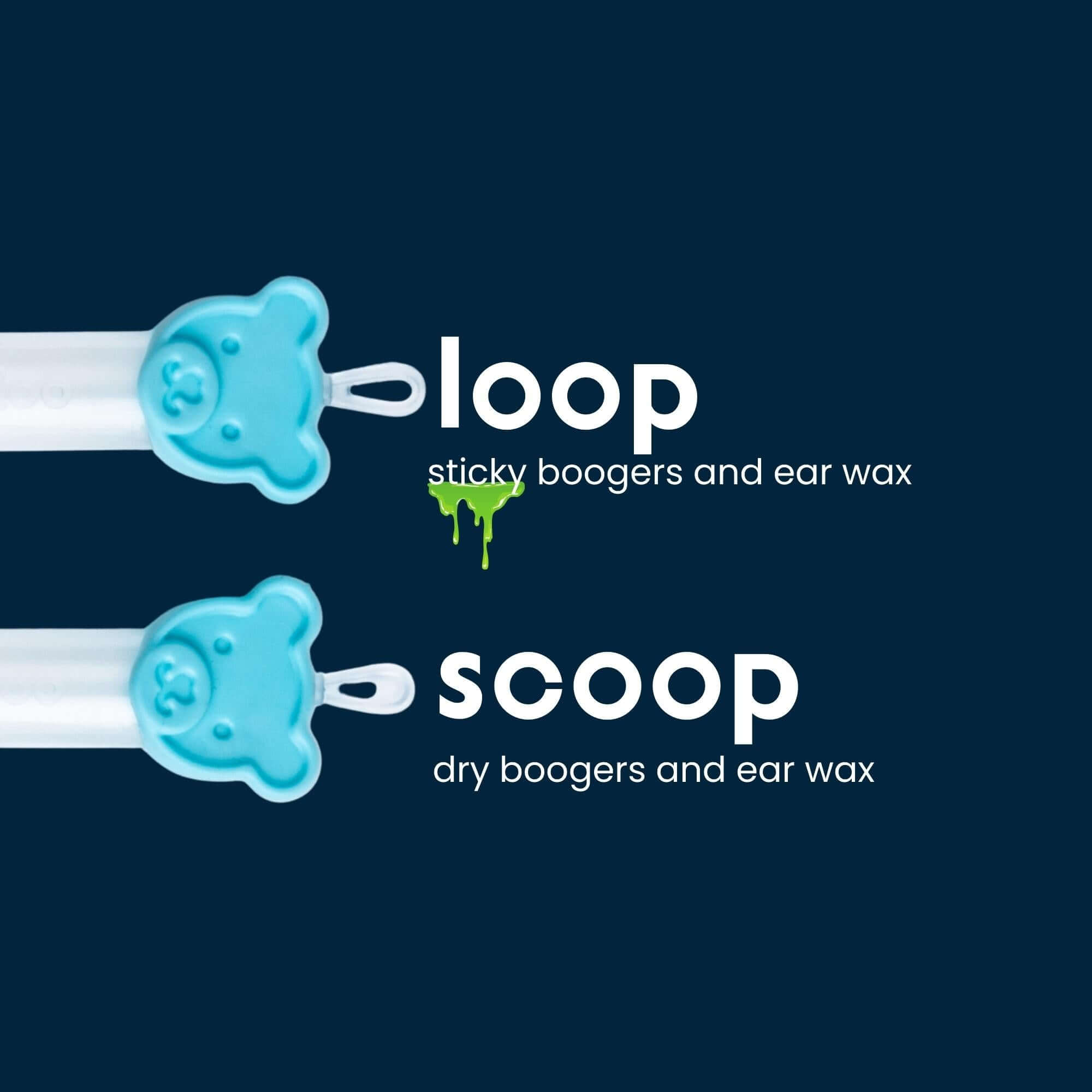 oogiebear-brite comes with a loop end attachment and a patented scoop end attachment