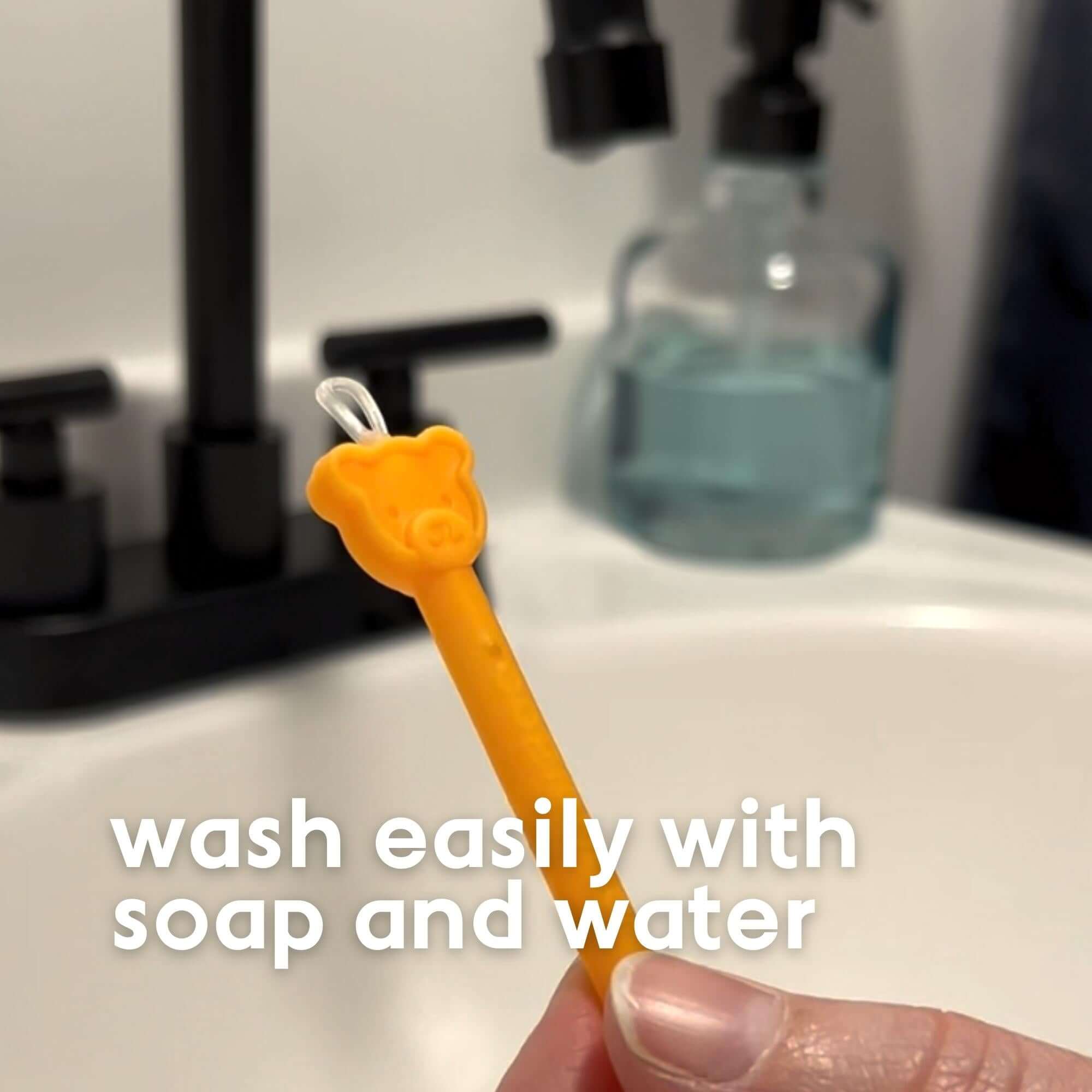 wash oogiebear with soap and water between uses