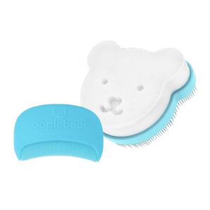 oogiebear baby cradle cap kit — 2-step sponge, brush & comb system