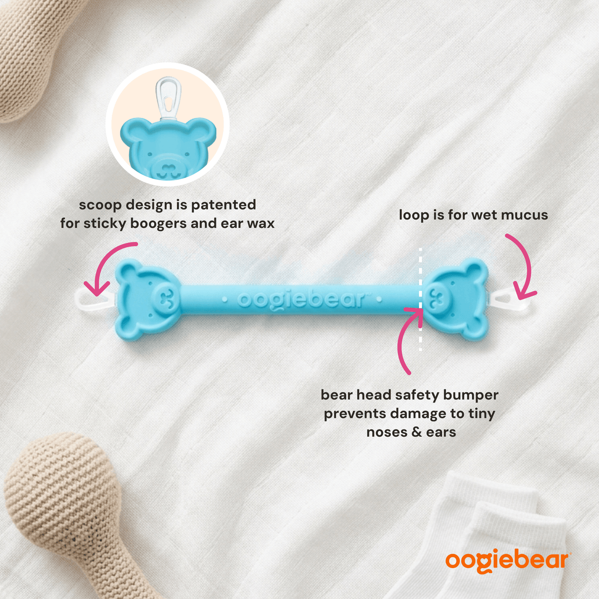 oogiebear booger picker 2-pack — baby nose & ear cleaner