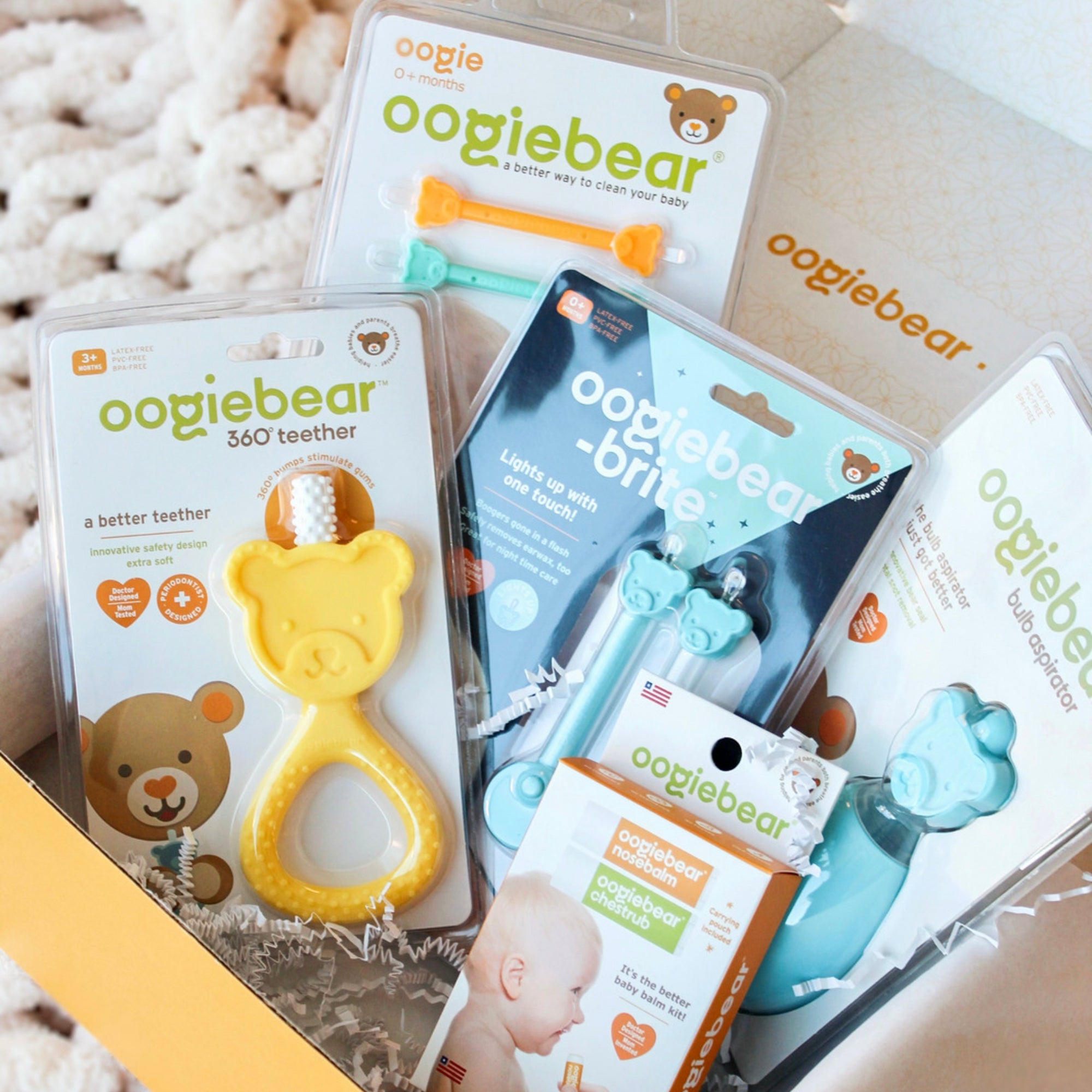 Oogiebear Baby Booger Picker with Case (2-Pack, Raspberry & Seafoam)